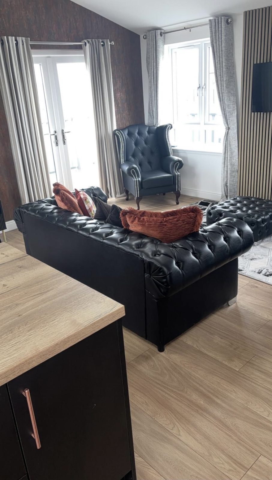Finished living space in a Lake District holiday lodge, ready for guests